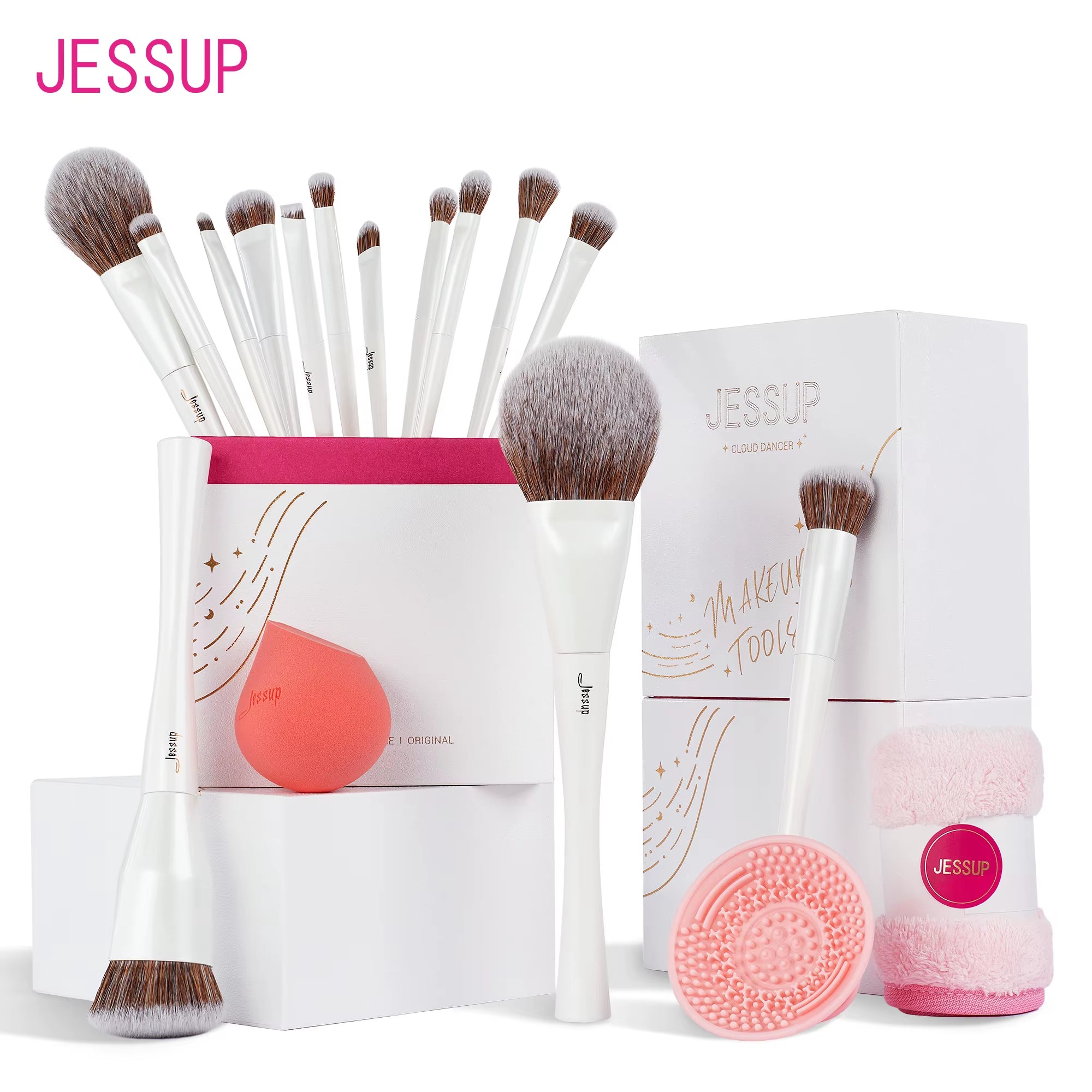 Makeup Brushes 4-14Pcs Make up Brush Set Highend Makeup Gift Set for Women with Sponge Makeup,Brush Cleaner,Towel T333