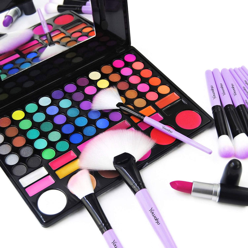 Yuwaku Makeup Brush 32Pcs, Purple Professional Make up Brushes Set with Soft Bristles Kabuki Foundation Powder Eyeshadow Eyeliner Blush Concealer Brush with Travel Makeup Bag (Purple)