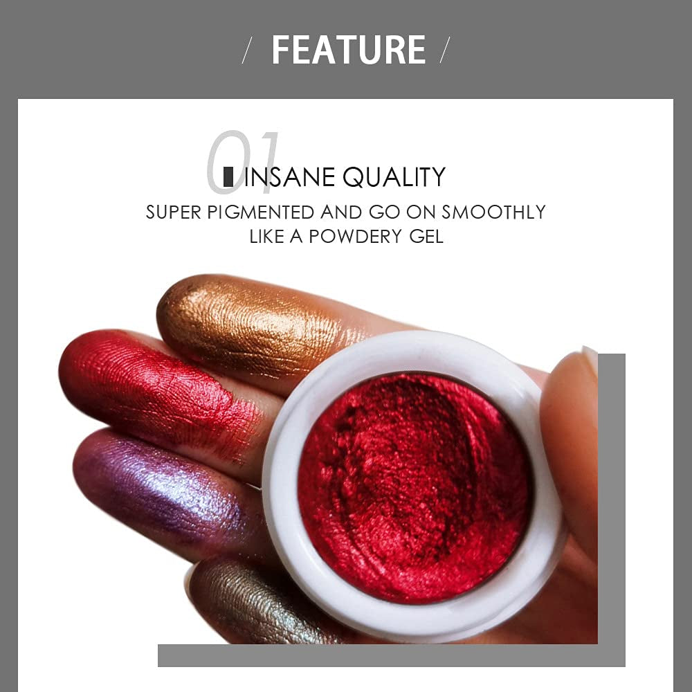 12 Colors Glitter Eyeshadow, Mashed Potato Pearlescent Monochrome Eyeshadow Polarized Light Not Smudged Eye Shadow, Highly Pigmented Eye Makeup Cosmetics Gift for Women and Girls Eye Brightening Flash Powder (#11 Golden)