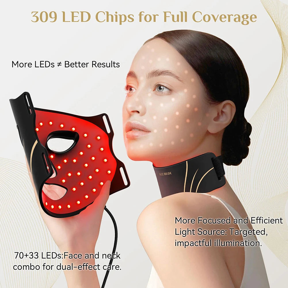7 Colors LED Face Mask Neck Set Electric Silicone Facial Photon Therapy Flexible Skin Repair Oil Control Anti Acne Brighten