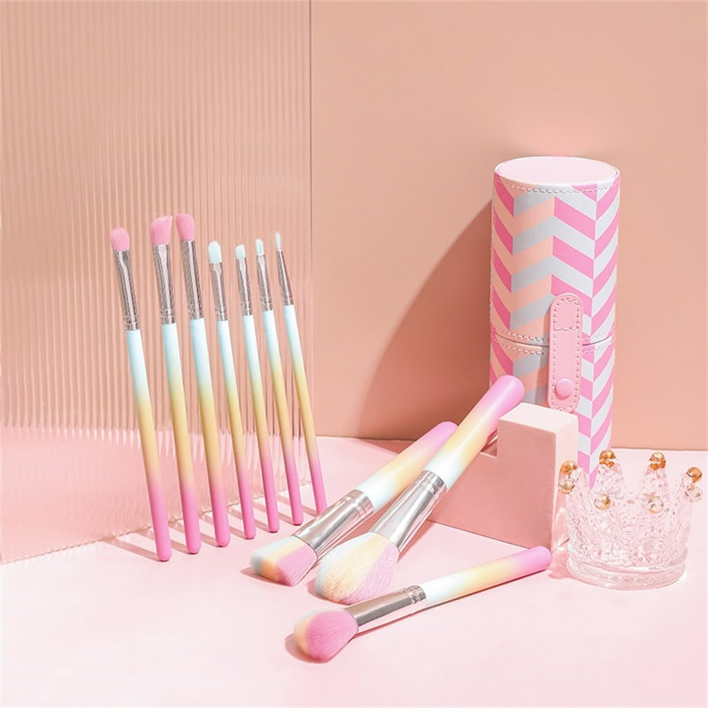 Gradient 10Pcs Makeup Brushes Bucket Set Eyeshadow Brushes Wooden Handle Beauty Tools Makeup Brushes