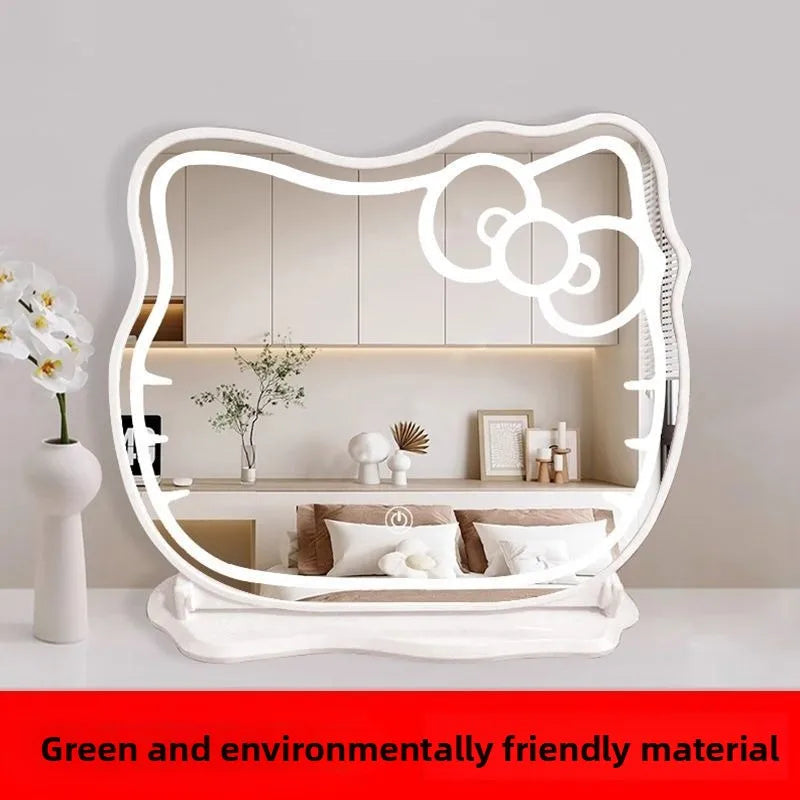 Makeup Mirror with Lamp Girl Bedroom Desktop Beauty Mirror Smart Led Dresser Dressing Mirror Vanity Mirror Compact Mirror