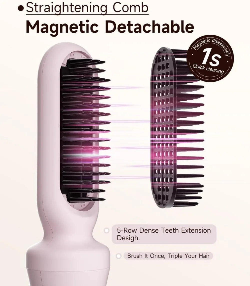 5 in 1 Auto Curling Iron Set with Interchangeable Barrels, Ceramic Curler, Hair Crimper & Straightening Brush, Dual Voltage