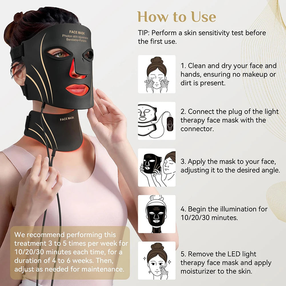 7 Colors LED Face Mask Neck Set Electric Silicone Facial Photon Therapy Flexible Skin Repair Oil Control Anti Acne Brighten