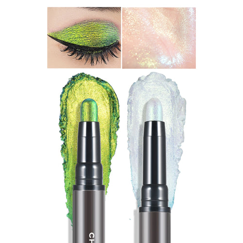 2 in 1 Multichrome Eyeshadow Sticks High Pigmented Glitter Eyeshadow Waterproof Eye Shadow Pen Metallic Makeup 6 Color