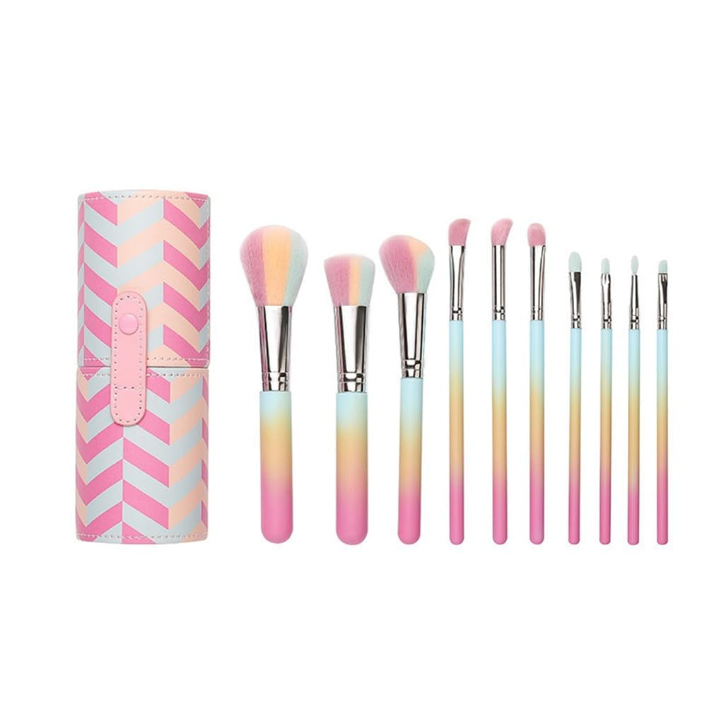 Gradient 10Pcs Makeup Brushes Bucket Set Eyeshadow Brushes Wooden Handle Beauty Tools Makeup Brushes