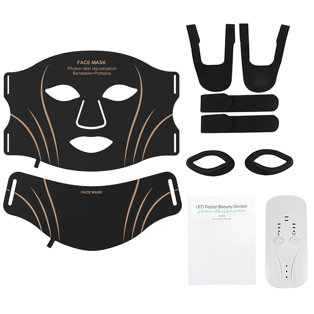 7 Colors LED Face Mask Neck Set Electric Silicone Facial Photon Therapy Flexible Skin Repair Oil Control Anti Acne Brighten