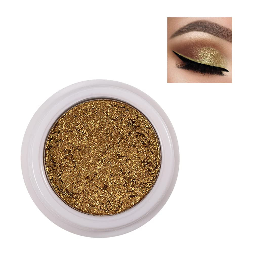 12 Colors Glitter Eyeshadow, Mashed Potato Pearlescent Monochrome Eyeshadow Polarized Light Not Smudged Eye Shadow, Highly Pigmented Eye Makeup Cosmetics Gift for Women and Girls Eye Brightening Flash Powder (#11 Golden)