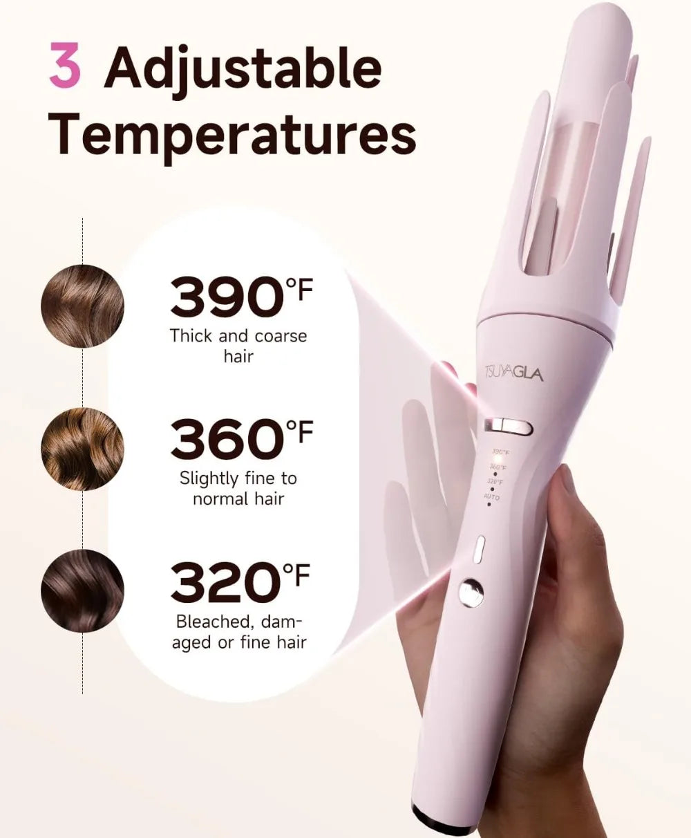 5 in 1 Auto Curling Iron Set with Interchangeable Barrels, Ceramic Curler, Hair Crimper & Straightening Brush, Dual Voltage