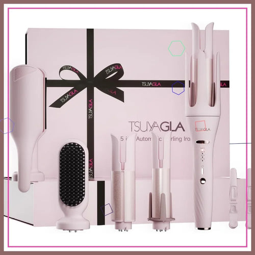 5 in 1 Auto Curling Iron Set with Interchangeable Barrels, Ceramic Curler, Hair Crimper & Straightening Brush, Dual Voltage