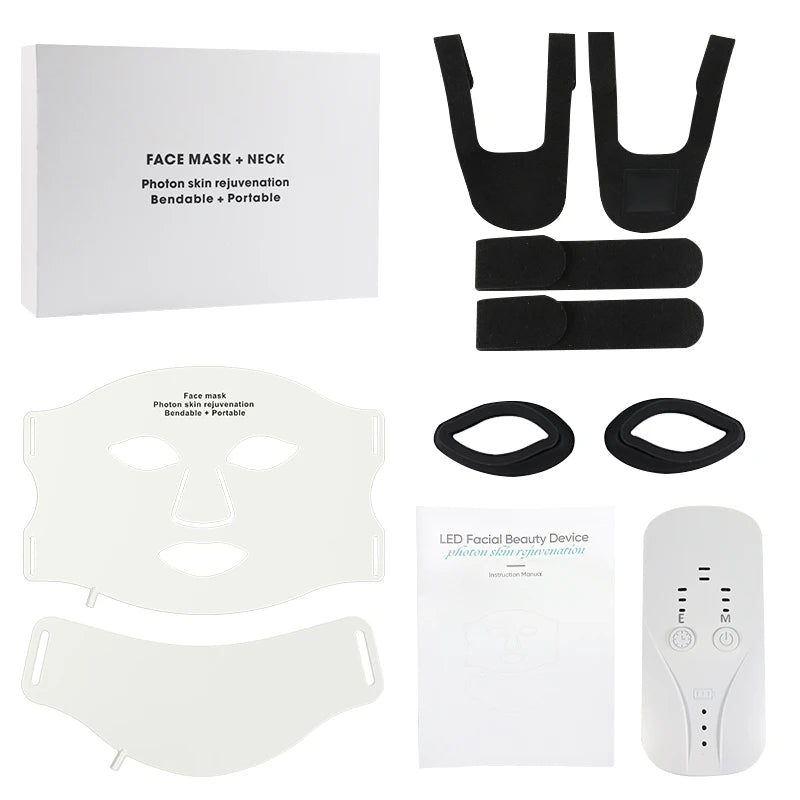 7 Colors LED Face Mask Neck Set Electric Silicone Facial Photon Therapy Flexible Skin Repair Oil Control Anti Acne Brighten