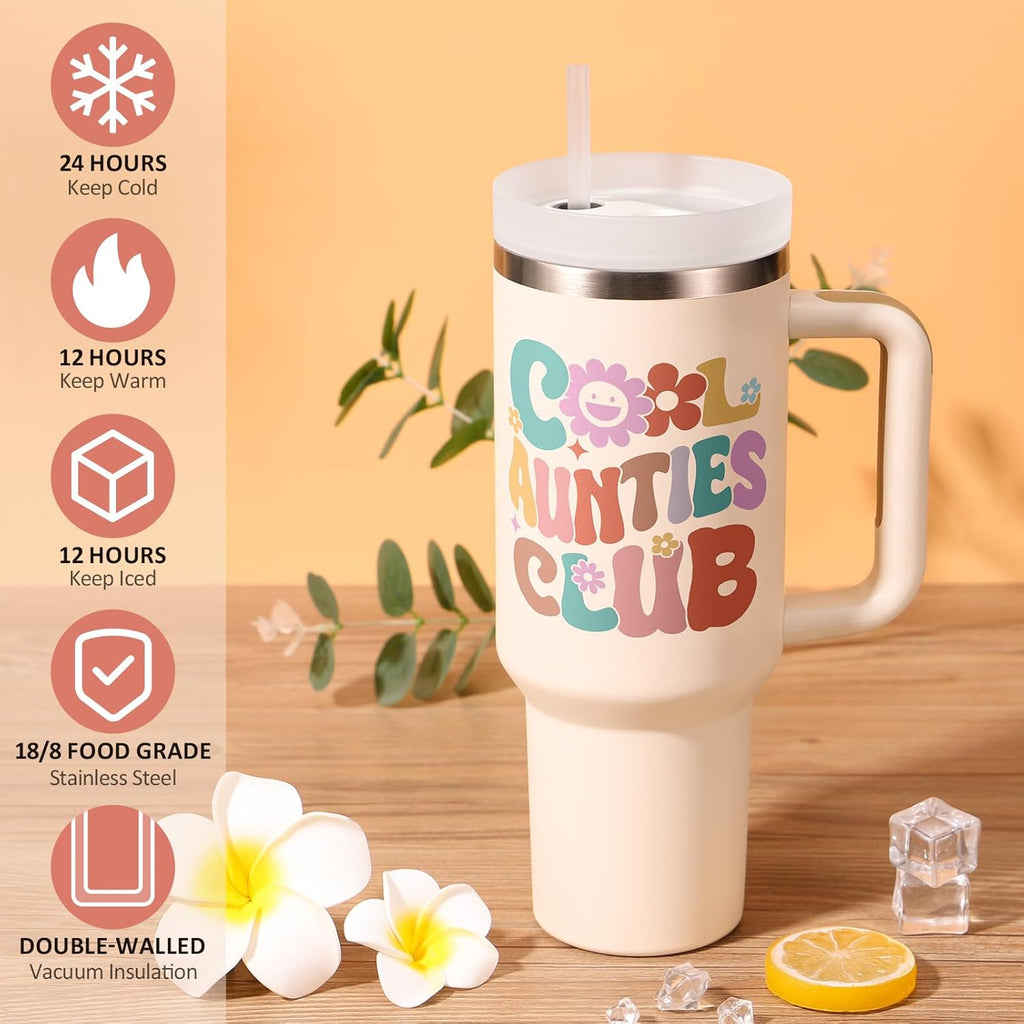 Best Aunt Gifts, Mothers Day Gifts for Auntie from Niece Nephew, Unique Birthday Gift Basket for Aunt, Aunties, Aunts to Be, Care Package for Women Best Auntie Gift with Makeup Bag 40 OZ Tumbler