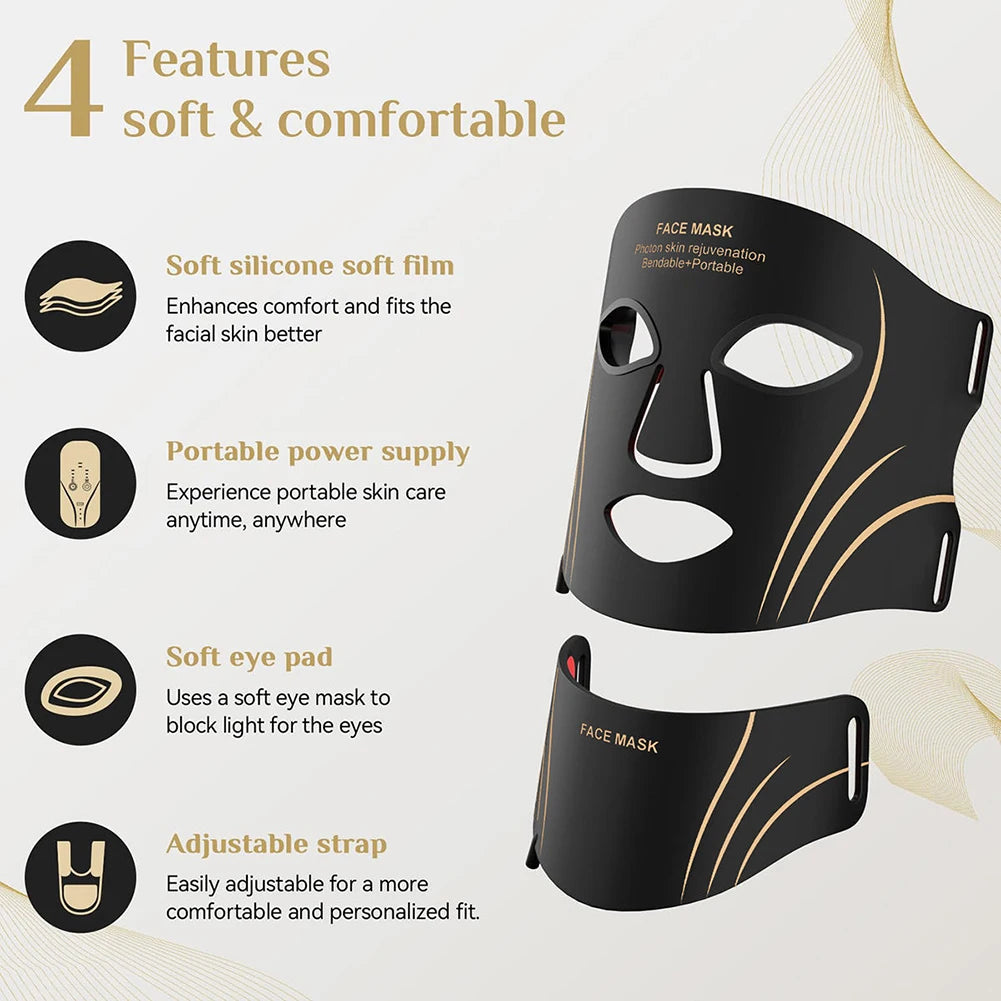 7 Colors LED Face Mask Neck Set Electric Silicone Facial Photon Therapy Flexible Skin Repair Oil Control Anti Acne Brighten