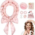 Satin Heatless Hair Curler Heatless Curls Overnight Hair Curlers to Sleep In Heatless Curling Set for Women Long Hair-8 Pcs Pink