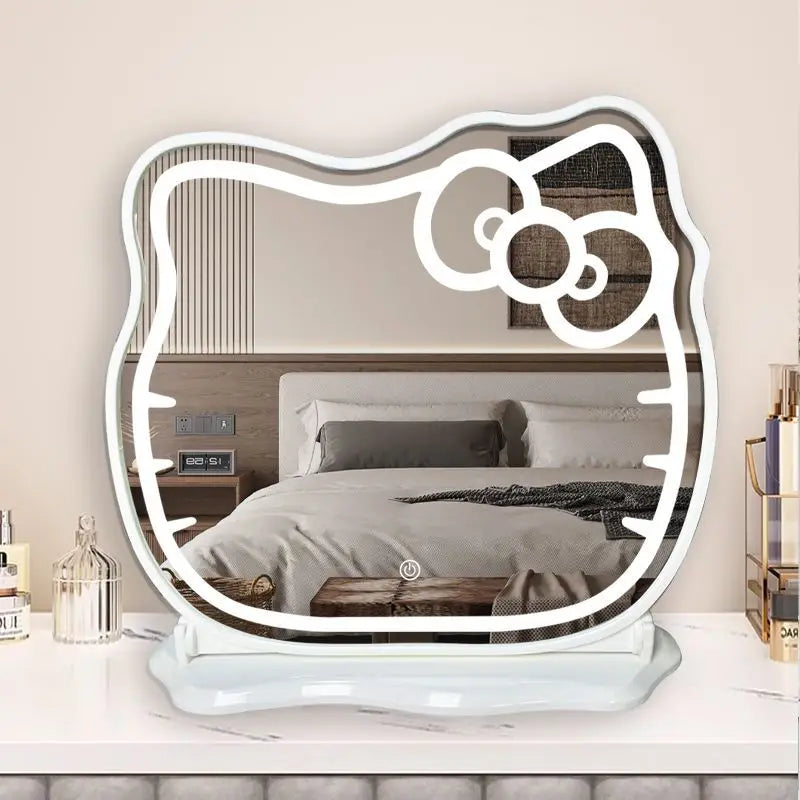Makeup Mirror with Lamp Girl Bedroom Desktop Beauty Mirror Smart Led Dresser Dressing Mirror Vanity Mirror Compact Mirror