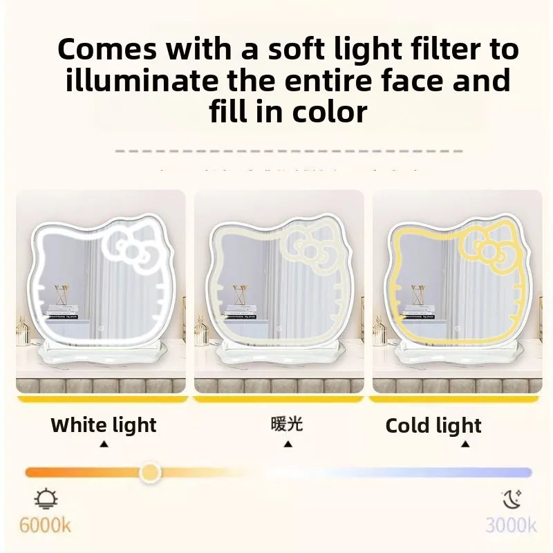 Makeup Mirror with Lamp Girl Bedroom Desktop Beauty Mirror Smart Led Dresser Dressing Mirror Vanity Mirror Compact Mirror