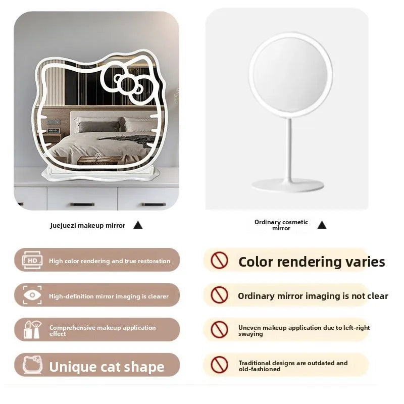 Makeup Mirror with Lamp Girl Bedroom Desktop Beauty Mirror Smart Led Dresser Dressing Mirror Vanity Mirror Compact Mirror