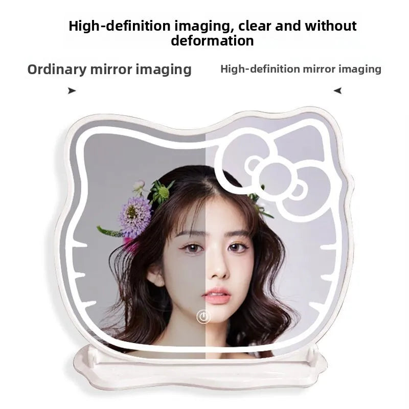 Makeup Mirror with Lamp Girl Bedroom Desktop Beauty Mirror Smart Led Dresser Dressing Mirror Vanity Mirror Compact Mirror