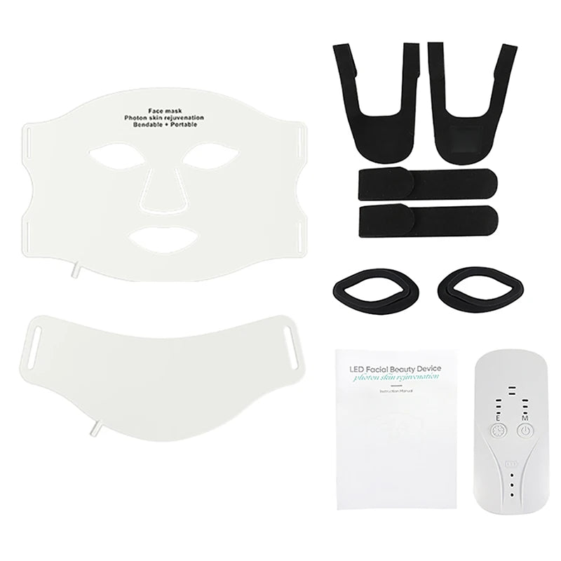 7 Colors LED Face Mask Neck Set Electric Silicone Facial Photon Therapy Flexible Skin Repair Oil Control Anti Acne Brighten