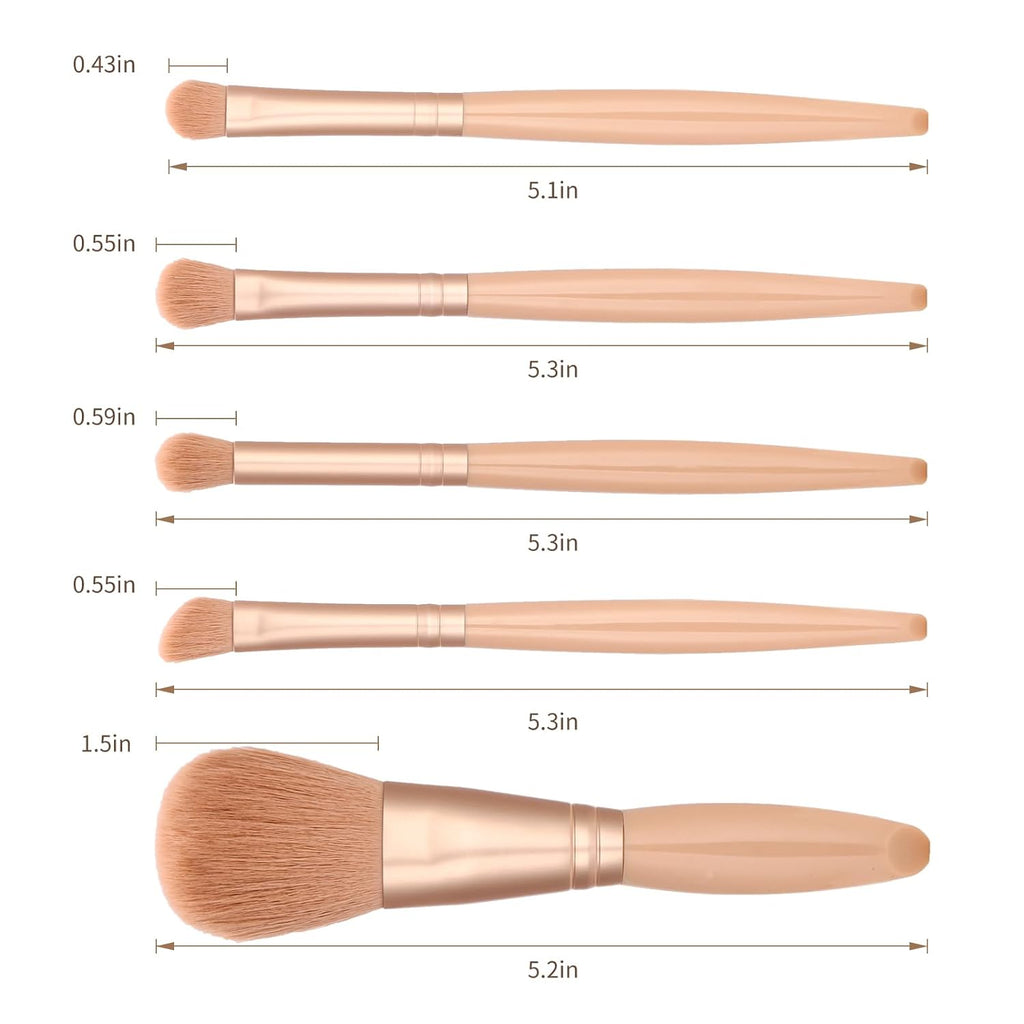 Eye Shadow Brush Set，Valentine'S Day Gifts，Teen Brushes Makeup with Mirror，Kids Small Makeup Brush Kit，Girls Cosmetic Eyeshadow Brushes for Purse, Make up Brushed (Apricot)