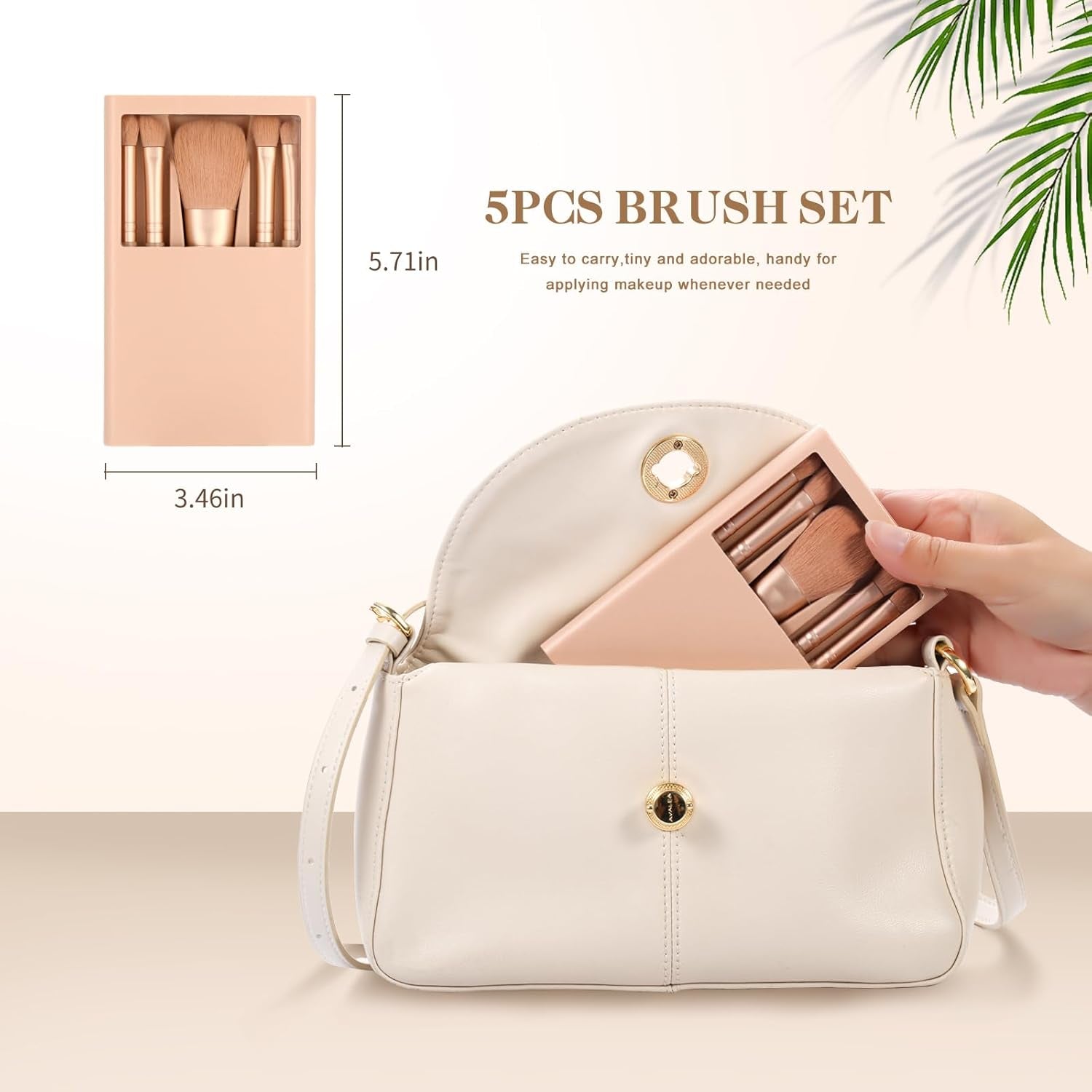 Eye Shadow Brush Set，Valentine'S Day Gifts，Teen Brushes Makeup with Mirror，Kids Small Makeup Brush Kit，Girls Cosmetic Eyeshadow Brushes for Purse, Make up Brushed (Apricot)