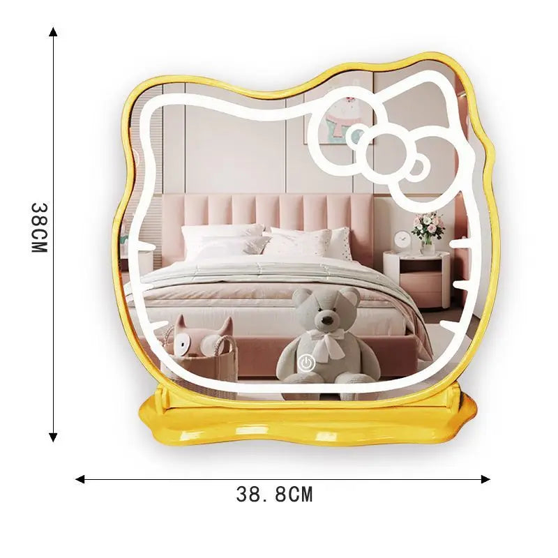 Makeup Mirror with Lamp Girl Bedroom Desktop Beauty Mirror Smart Led Dresser Dressing Mirror Vanity Mirror Compact Mirror