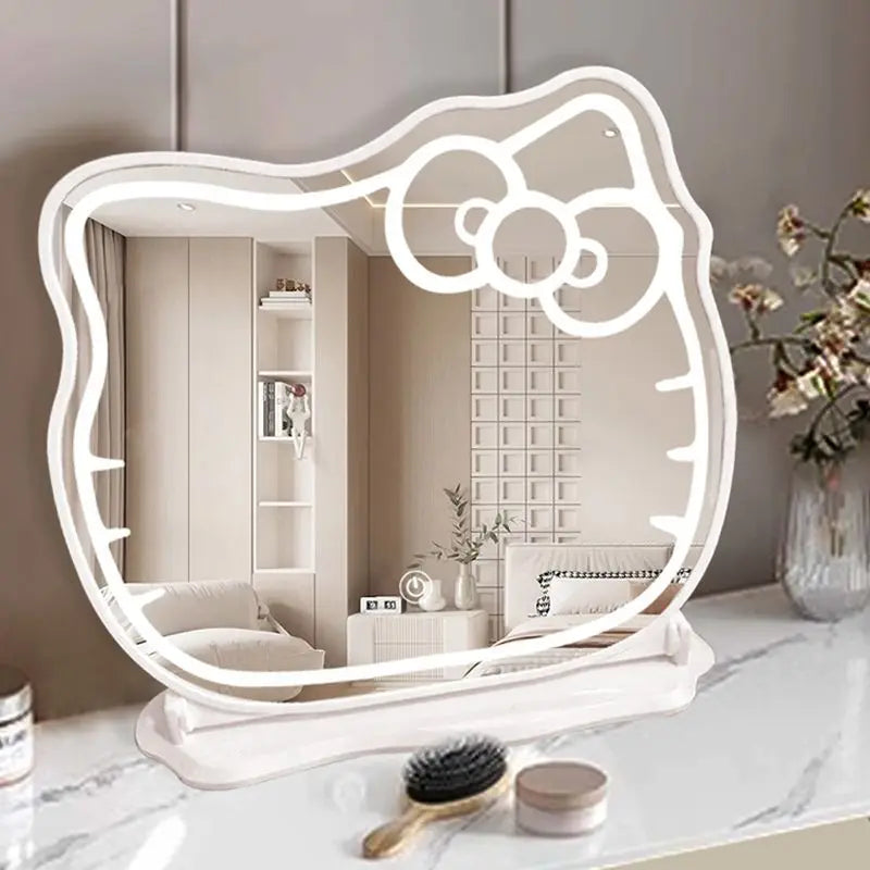 Makeup Mirror with Lamp Girl Bedroom Desktop Beauty Mirror Smart Led Dresser Dressing Mirror Vanity Mirror Compact Mirror