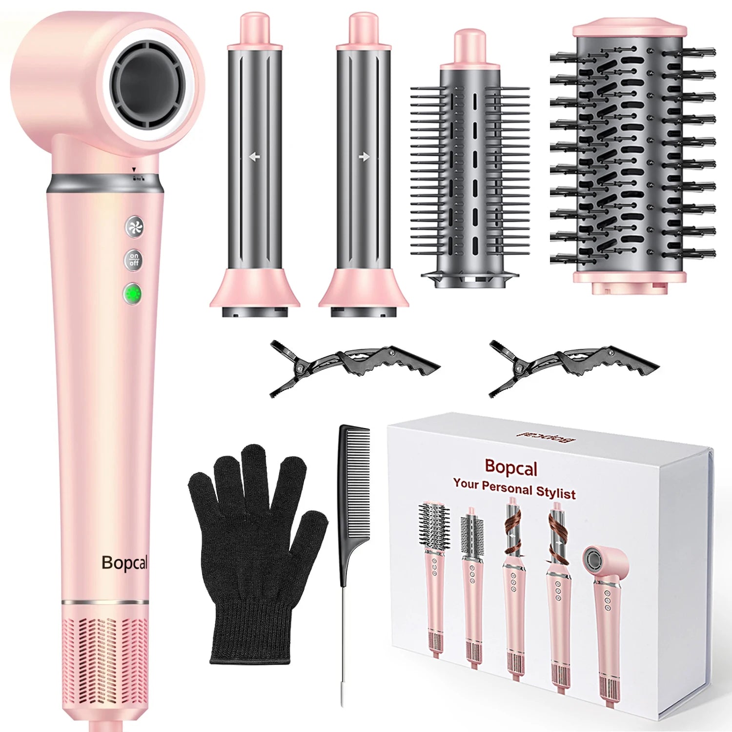 Multi Hair Styler Set 5 in1 Hair dryer with Curling Iron Hair Straightener 1200W 110000RPM Hot Air Brush Hair Dryer Multi Styler